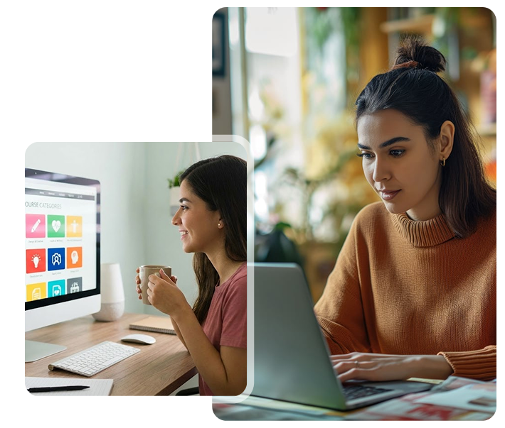 Woman studying online